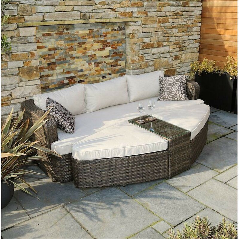 Anazco 88.98'' Wicker Outdoor Patio Daybed