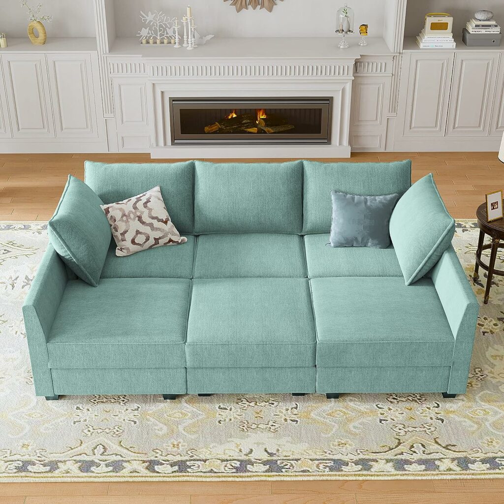 Aqua Blue Modular Sectional Sofa Sleeper Couch