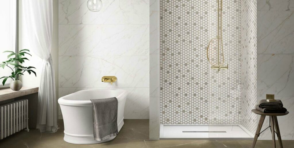 Beautify Your Open Shower with Excessive Use of Tiles