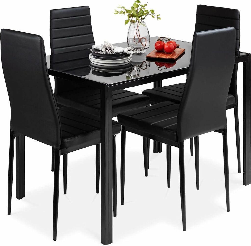Black Dinette with Glass Tabletop