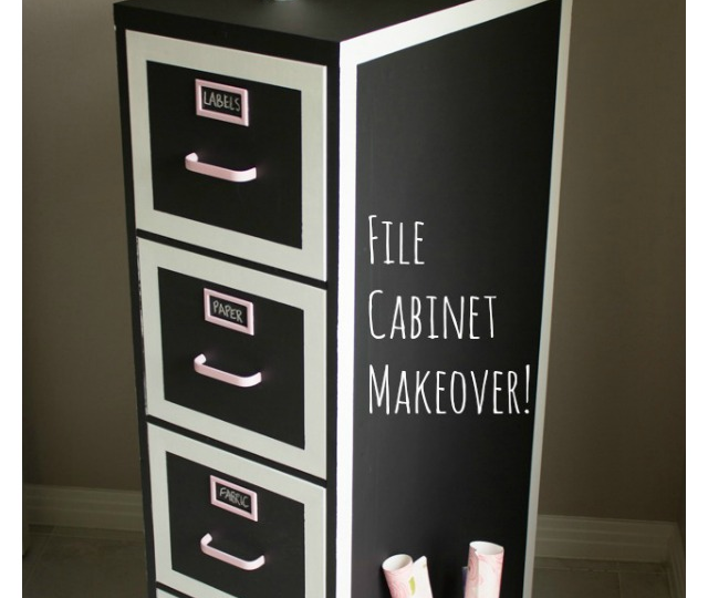 Black and White Chalk Paint for File Cabinet