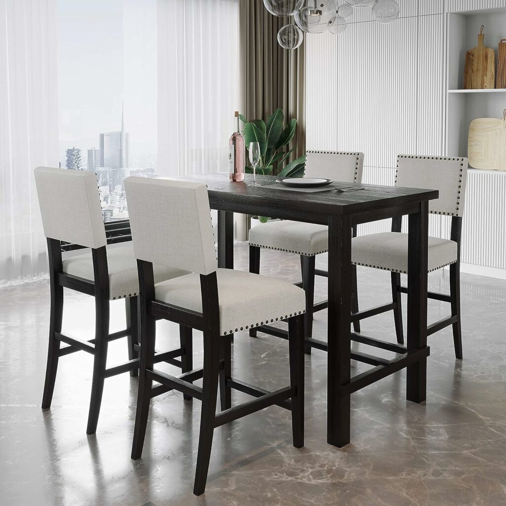 Classic Espresso Kitchen Counter Height Dining Set