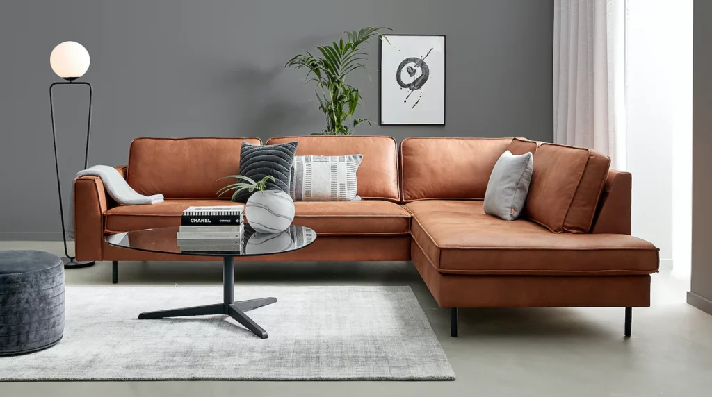 Cognac L-shaped Couch