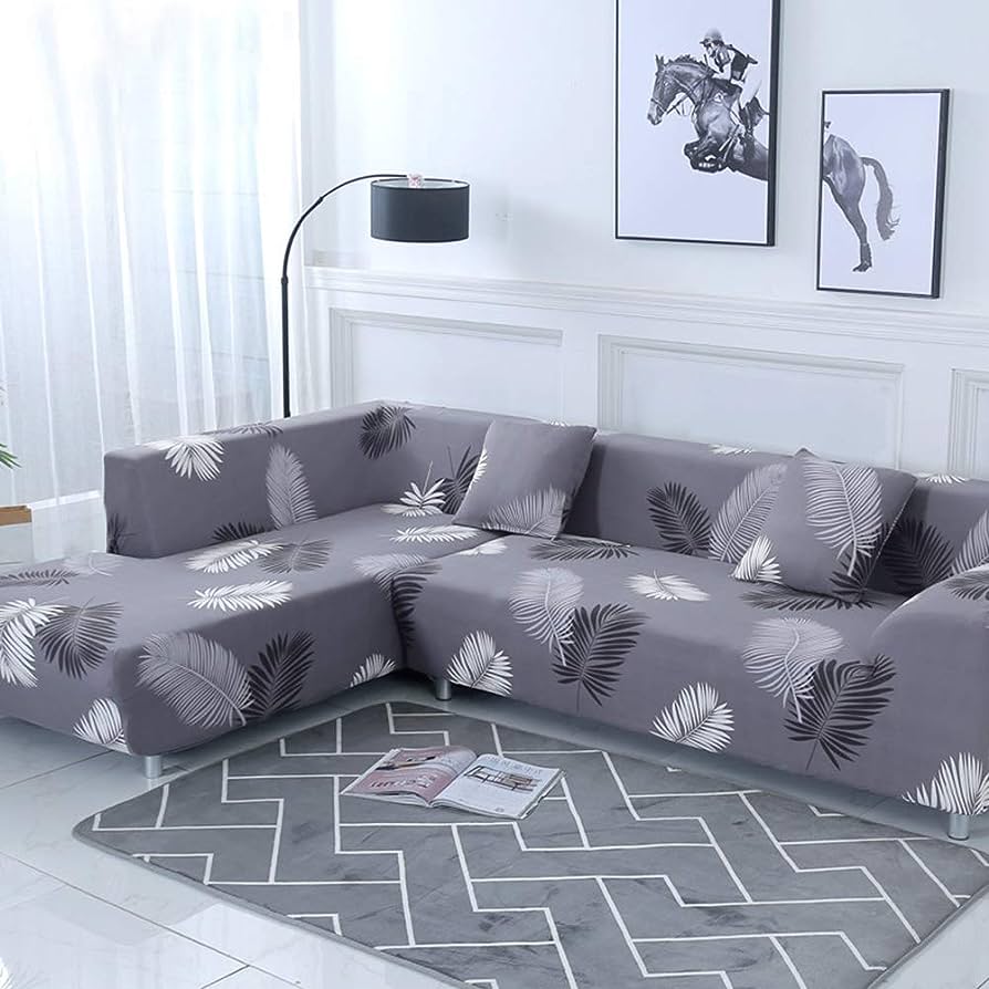 Couch with Digital Print Throw Pillows