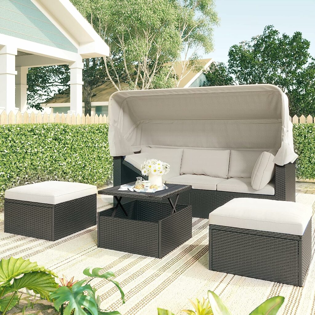 GLORHOME Outdoor Rattan Daybed