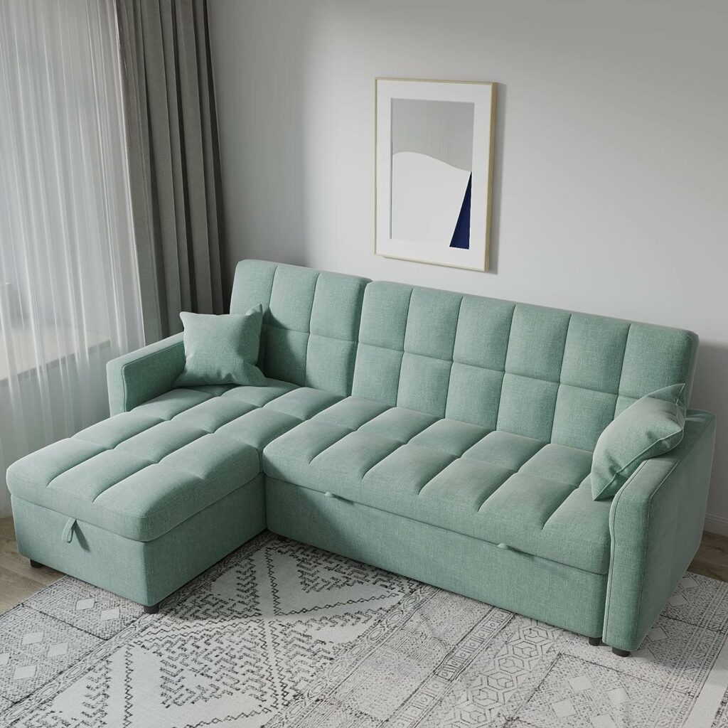 Green Sofa Bed with Storage