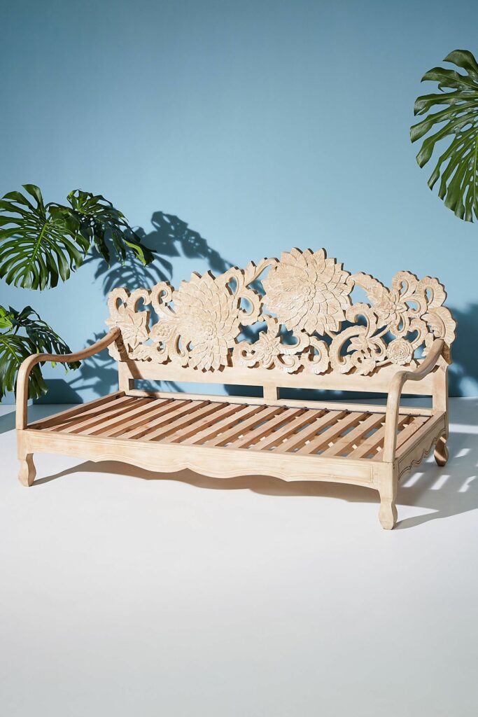 Handcarved Lotus Daybed