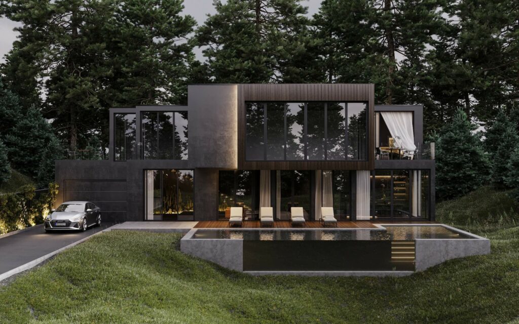 Modern Home Design with Black Exterior