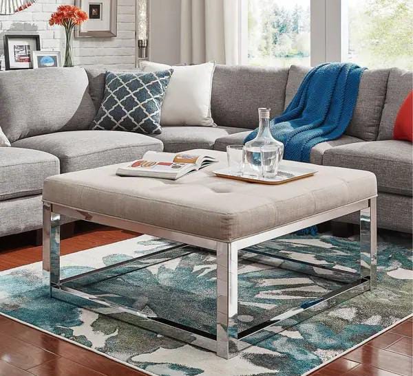 Ottoman Coffee Table with Metallic Framed Base