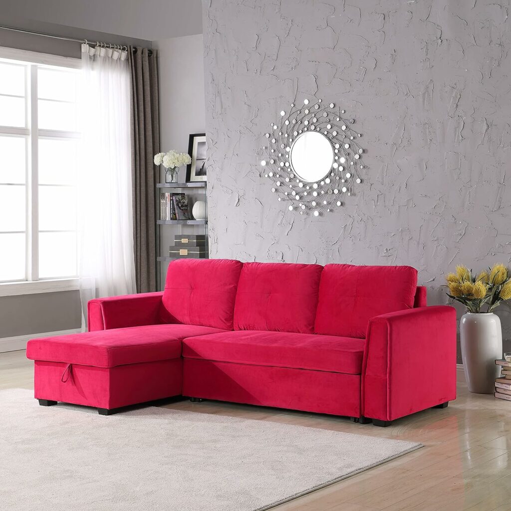 Red Sectional Convertible Sleeper Sofa