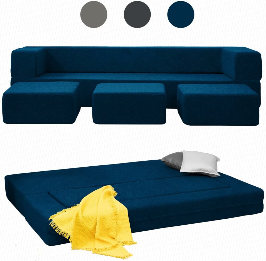 Royal Blue Sofa Bed with Pull Out Couch