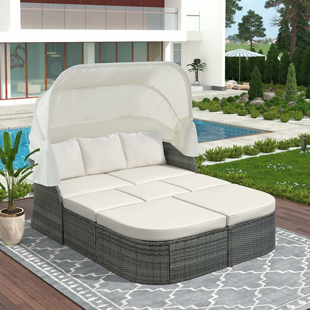 Tensun Outdoor Daybed with Retractable Canopy